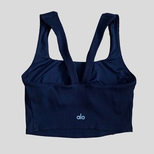 ALO Yoga ALOsoft Black Ribbed Bra Tank Top